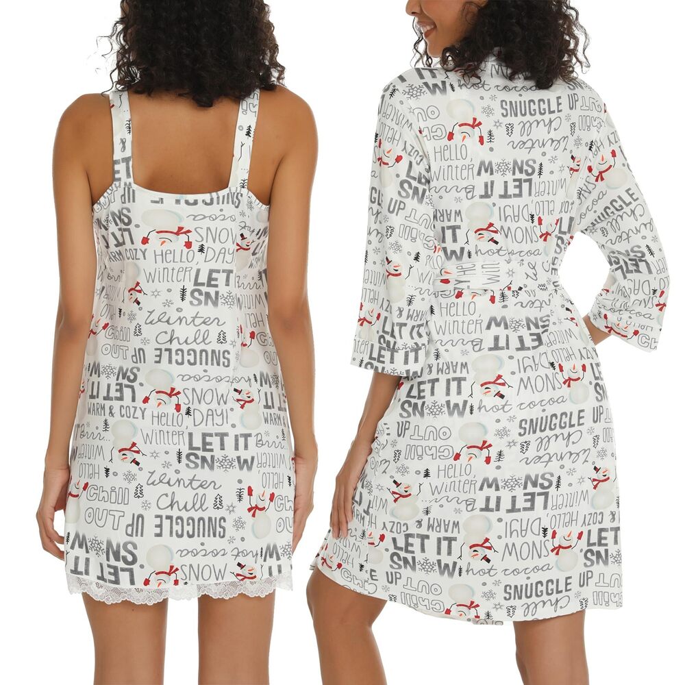 7344 Robes Set Sexy V-Neck 2 Pieces Lingerie Nightgown with Robes Pajama - Picture 5 of 5